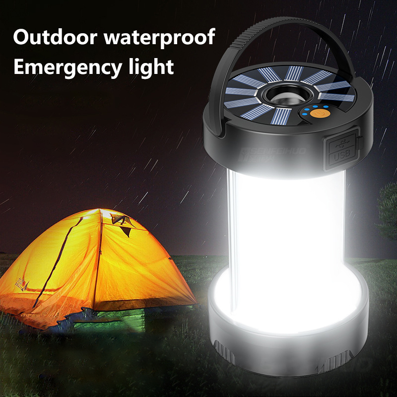 Utomhusled camping Emergency Lights Solar Readgeble Lamp Waterproof Lantern